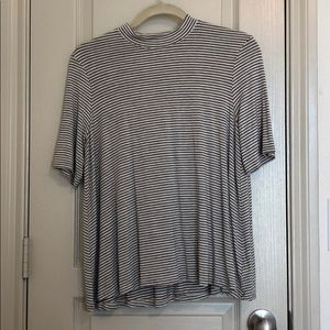 Black & grey striped mock neck American eagle top